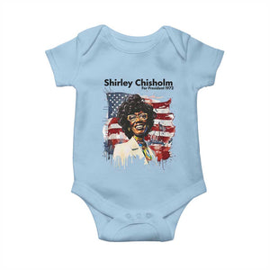 Shirley Chisholm For President 1972 With American Flag Baby Onesie TS12 Light Blue Print Your Wear