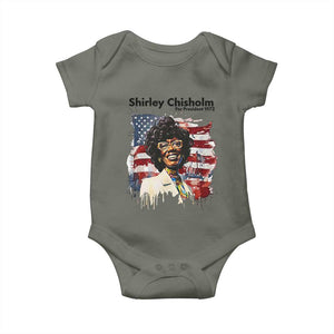Shirley Chisholm For President 1972 With American Flag Baby Onesie TS12 Military Green Print Your Wear