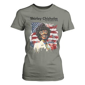 Shirley Chisholm For President 1972 With American Flag T Shirt For Women TS12 Military Green Print Your Wear