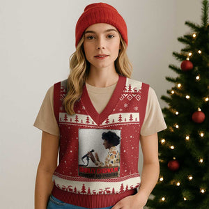 Shirley Chisholm Feminist Empowerment V-Neck Knit Sweater Vest Unbought And Unbossed TS12 Red Beige Print Your Wear