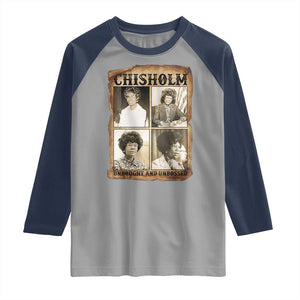 Vintage Shirley Chisholm Unbought And Unbossed Raglan Shirt Womens History Month TS12 Sport Gray Navy Print Your Wear