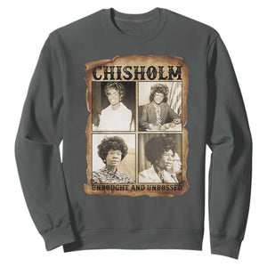 Vintage Shirley Chisholm Unbought And Unbossed Sweatshirt Womens History Month TS12 Dark Heather Print Your Wear