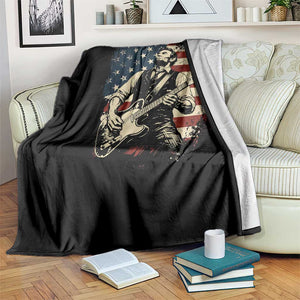 Vintage Abraham Lincoln Playing Electric Guitar Throw Blanket Patriotic Rocker Gift TS12 Print Your Wear