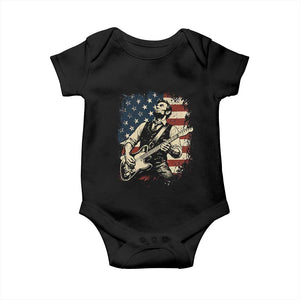 Vintage Abraham Lincoln Playing Electric Guitar Baby Onesie Patriotic Rocker Gift TS12 Black Print Your Wear