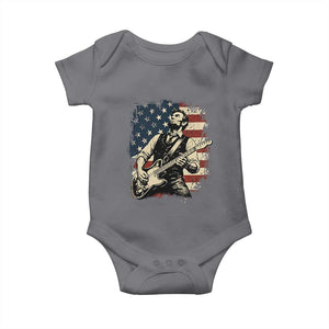 Vintage Abraham Lincoln Playing Electric Guitar Baby Onesie Patriotic Rocker Gift TS12 Charcoal Print Your Wear