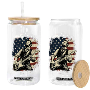 Vintage Abraham Lincoln Playing Electric Guitar Glass Can Patriotic Rocker Gift TS12 Print Your Wear
