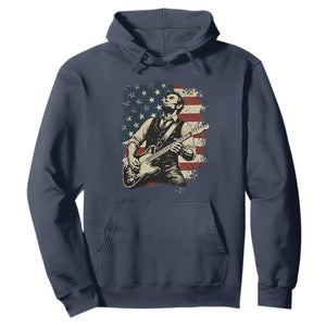 Vintage Abraham Lincoln Playing Electric Guitar Hoodie Patriotic Rocker Gift TS12 Navy Print Your Wear