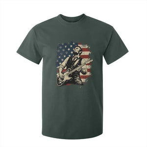 Vintage Abraham Lincoln Playing Electric Guitar T Shirt For Kid Patriotic Rocker Gift TS12 Dark Forest Green Print Your Wear