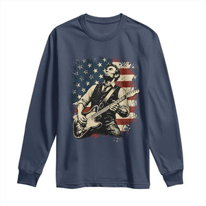Vintage Abraham Lincoln Playing Electric Guitar Long Sleeve Shirt Patriotic Rocker Gift TS12 Navy Print Your Wear