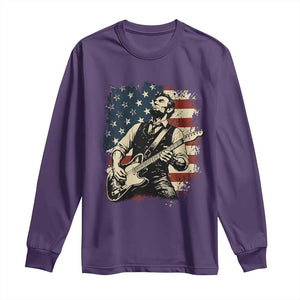 Vintage Abraham Lincoln Playing Electric Guitar Long Sleeve Shirt Patriotic Rocker Gift TS12 Purple Print Your Wear