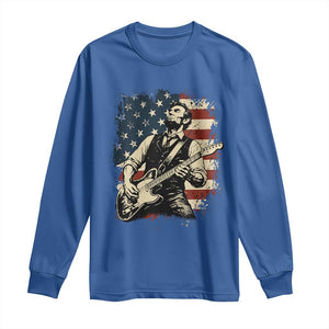 Vintage Abraham Lincoln Playing Electric Guitar Long Sleeve Shirt Patriotic Rocker Gift TS12 Royal Blue Print Your Wear