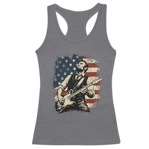 Vintage Abraham Lincoln Playing Electric Guitar Racerback Tank Top Patriotic Rocker Gift TS12 Charcoal Print Your Wear
