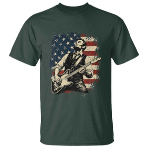 Vintage Abraham Lincoln Playing Electric Guitar T Shirt Patriotic Rocker Gift TS12 Dark Forest Green Print Your Wear