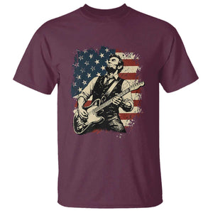 Vintage Abraham Lincoln Playing Electric Guitar T Shirt Patriotic Rocker Gift TS12 Maroon Print Your Wear