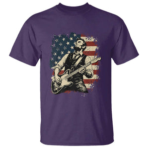 Vintage Abraham Lincoln Playing Electric Guitar T Shirt Patriotic Rocker Gift TS12 Purple Print Your Wear