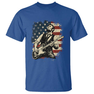 Vintage Abraham Lincoln Playing Electric Guitar T Shirt Patriotic Rocker Gift TS12 Royal Blue Print Your Wear