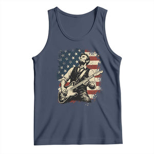 Vintage Abraham Lincoln Playing Electric Guitar Tank Top Patriotic Rocker Gift TS12 Navy Print Your Wear