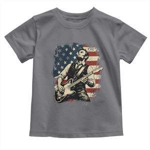 Vintage Abraham Lincoln Playing Electric Guitar Toddler T Shirt Patriotic Rocker Gift TS12 Charcoal Print Your Wear
