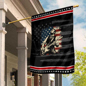 Vintage Abraham Lincoln Playing Electric Guitar Garden Flag Patriotic Rocker Gift TS12 Distressed Black Red Print Your Wear