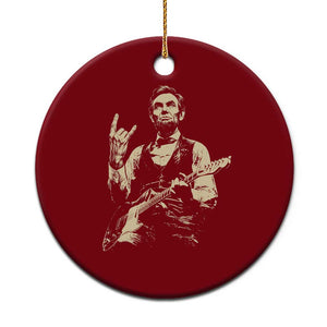 Rock And Roll Abraham Lincoln Playing Guitar Ceramic Ornament Vintage Patriotic Music Gift TS12 1pc Red Print Your Wear