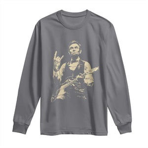 Rock And Roll Abraham Lincoln Playing Guitar Long Sleeve Shirt Vintage Patriotic Music Gift TS12 Charcoal Print Your Wear