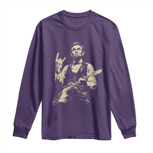 Rock And Roll Abraham Lincoln Playing Guitar Long Sleeve Shirt Vintage Patriotic Music Gift TS12 Purple Print Your Wear