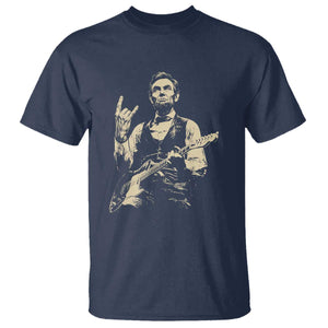 Rock And Roll Abraham Lincoln Playing Guitar T Shirt Vintage Patriotic Music Gift TS12 Navy Print Your Wear