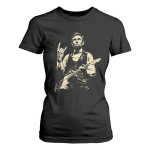 Rock And Roll Abraham Lincoln Playing Guitar T Shirt For Women Vintage Patriotic Music Gift TS12 Black Print Your Wear