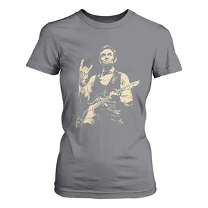 Rock And Roll Abraham Lincoln Playing Guitar T Shirt For Women Vintage Patriotic Music Gift TS12 Charcoal Print Your Wear