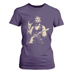 Rock And Roll Abraham Lincoln Playing Guitar T Shirt For Women Vintage Patriotic Music Gift TS12 Purple Print Your Wear