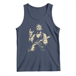 Rock And Roll Abraham Lincoln Playing Guitar Tank Top Vintage Patriotic Music Gift TS12 Navy Print Your Wear