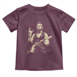 Rock And Roll Abraham Lincoln Playing Guitar Toddler T Shirt Vintage Patriotic Music Gift TS12 Maroon Print Your Wear