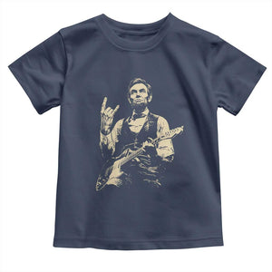 Rock And Roll Abraham Lincoln Playing Guitar Toddler T Shirt Vintage Patriotic Music Gift TS12 Navy Print Your Wear