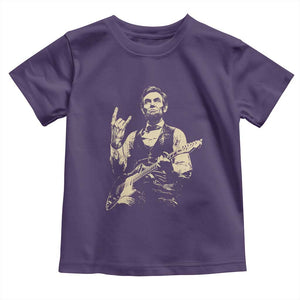 Rock And Roll Abraham Lincoln Playing Guitar Toddler T Shirt Vintage Patriotic Music Gift TS12 Purple Print Your Wear