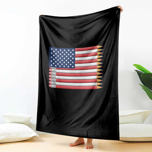 Pencil Stripes USA Flag Throw Blanket Proud American Teacher Graduation Gift TS12 Print Your Wear