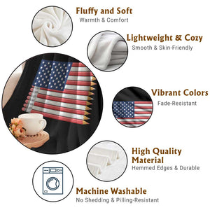 Pencil Stripes USA Flag Throw Blanket Proud American Teacher Graduation Gift TS12 Print Your Wear