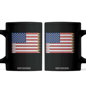 Pencil Stripes USA Flag Coffee Mug Proud American Teacher Graduation Gift TS12 Black Print Your Wear