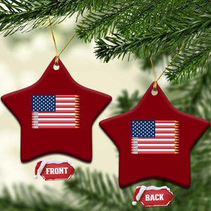 Pencil Stripes USA Flag Ceramic Ornament Proud American Teacher Graduation Gift TS12 Print Your Wear