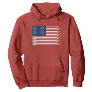 Pencil Stripes USA Flag Hoodie Proud American Teacher Graduation Gift TS12 Red Print Your Wear
