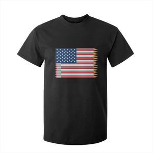 Pencil Stripes USA Flag T Shirt For Kid Proud American Teacher Graduation Gift TS12 Black Print Your Wear