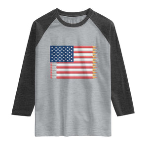 Pencil Stripes USA Flag Raglan Shirt Proud American Teacher Graduation Gift TS12 Heather Gray Heather Charcoal Print Your Wear