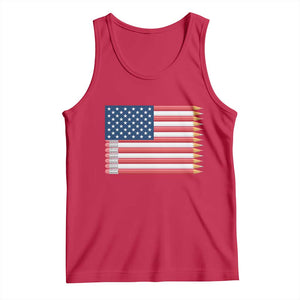 Pencil Stripes USA Flag Tank Top Proud American Teacher Graduation Gift TS12 Red Print Your Wear