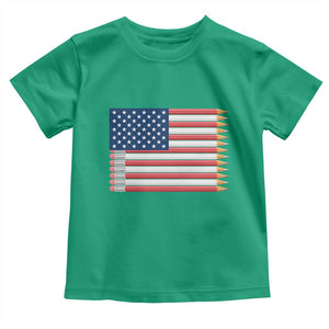 Pencil Stripes USA Flag Toddler T Shirt Proud American Teacher Graduation Gift TS12 Irish Green Print Your Wear