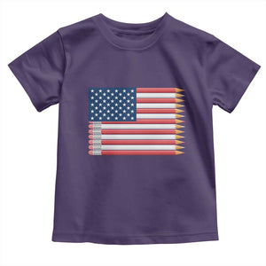 Pencil Stripes USA Flag Toddler T Shirt Proud American Teacher Graduation Gift TS12 Purple Print Your Wear