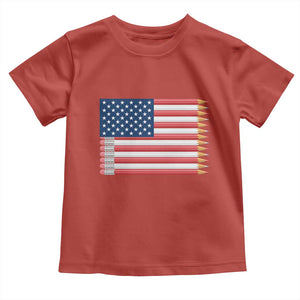 Pencil Stripes USA Flag Toddler T Shirt Proud American Teacher Graduation Gift TS12 Red Print Your Wear