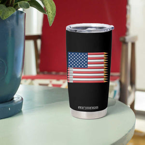 Pencil Stripes USA Flag Tumbler Cup Proud American Teacher Graduation Gift TS12 Print Your Wear