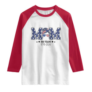 Patriotic Mothers Day Gift Raglan Shirt USA 250 Years Celebration TS12 White Red Print Your Wear