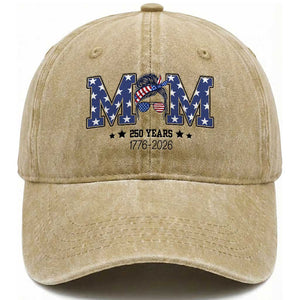 Patriotic Mothers Day Gift Washed Cotton Baseball Cap USA 250 Years Celebration TS12 Print Your Wear
