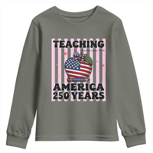 Inspiring Young Minds Teacher Youth Sweatshirt America 250th Anniversary Gift TS12 Military Green Print Your Wear