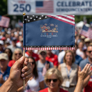 250 Years Shaping America Educator Patriotic Handheld Flag America 250th Anniversary TS12 Classic 8.2" × 5.5" Blue Black Print Your Wear